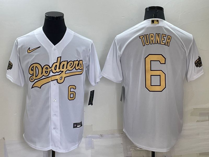 Men Los Angeles Dodgers 6 Turner White 2022 All Star Game Nike MLB Jerseys